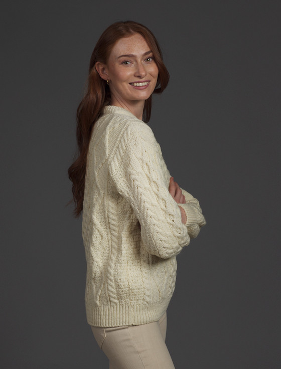 Aran Cashmere W‎omen's Aran Knit Crew Neck Sweater
