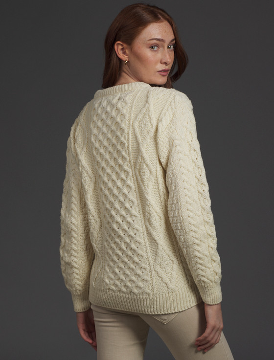 Aran Cashmere W‎omen's Aran Knit Crew Neck Sweater