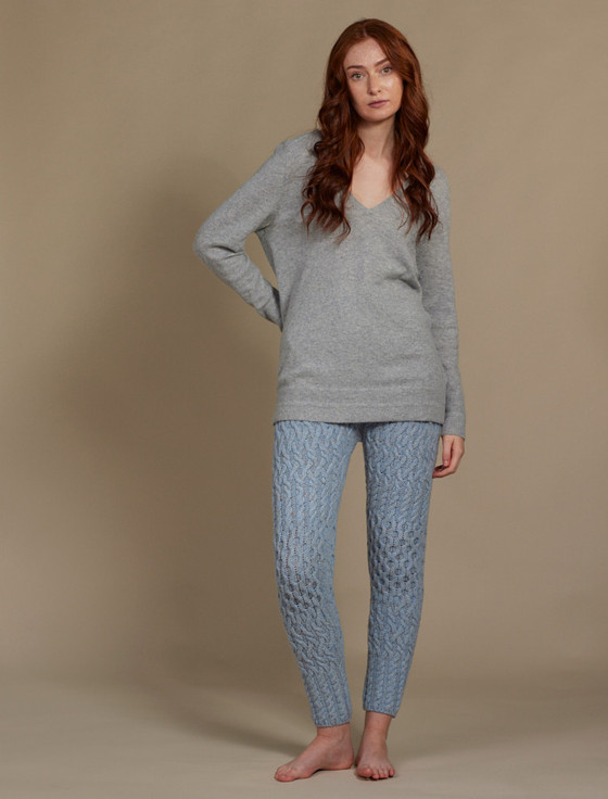 aran cashmere W‎ool Cashmere A‎ran Cable Leggings
