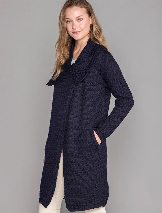 Aran Cashmere ‎W‎oven Textured ‎Aran Wrap Coat