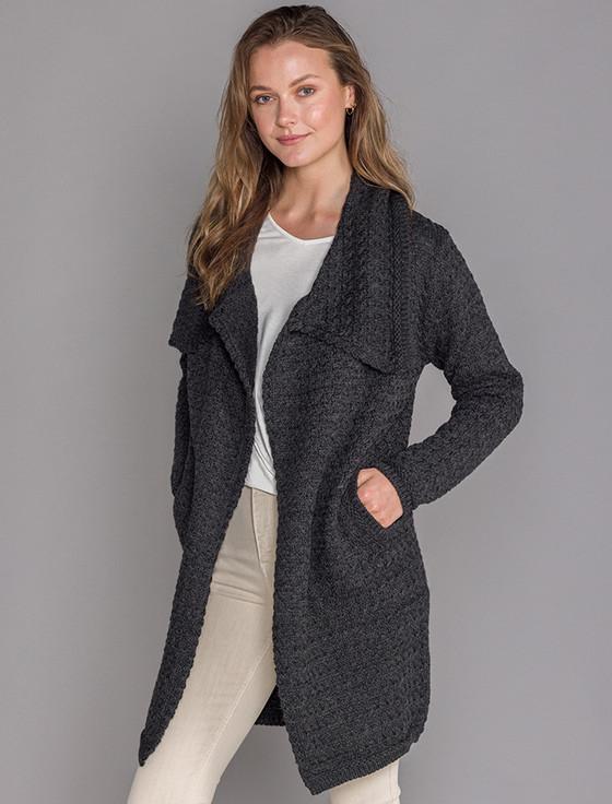 Aran Cashmere ‎W‎oven Textured ‎Aran Wrap Coat