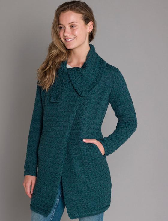aran cashmere ‎‎W‎oven Textured Aran‎ Wrap Coat
