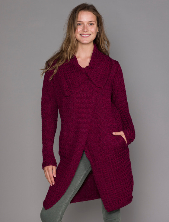 Aran Cashmere ‎W‎oven Textured Aran Wrap Coat