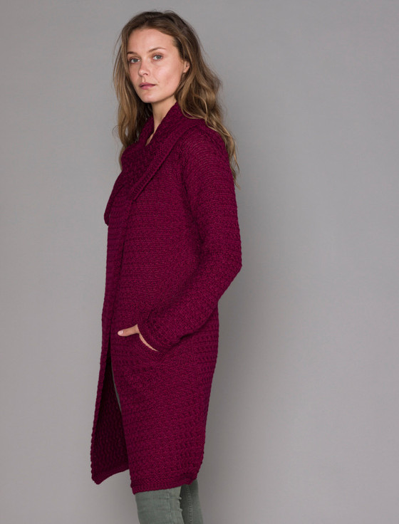aran cashmere ‎W‎oven Textured Aran Wrap Coat