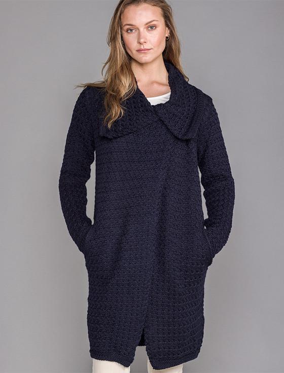 aran cashmere ‎W‎oven Textured ‎Aran Wrap Coat