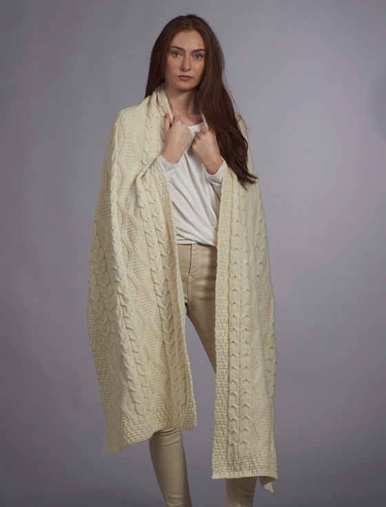 aran cashmere Whelan Clan Aran Wrap