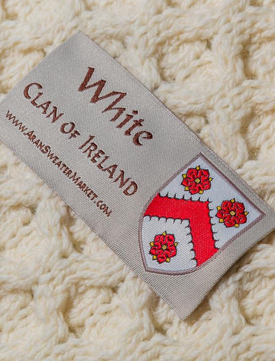 Aran Cashmere White Clan Aran Poncho