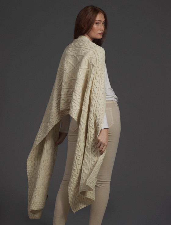 Aran Cashmere White Clan Aran Wrap