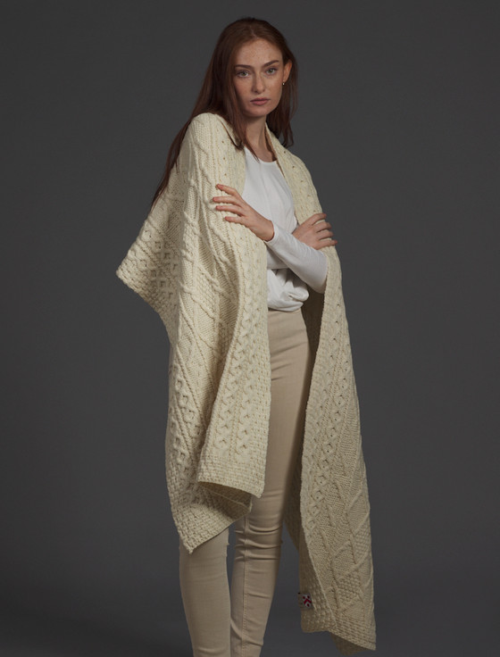 Aran Cashmere White Clan Aran Wrap