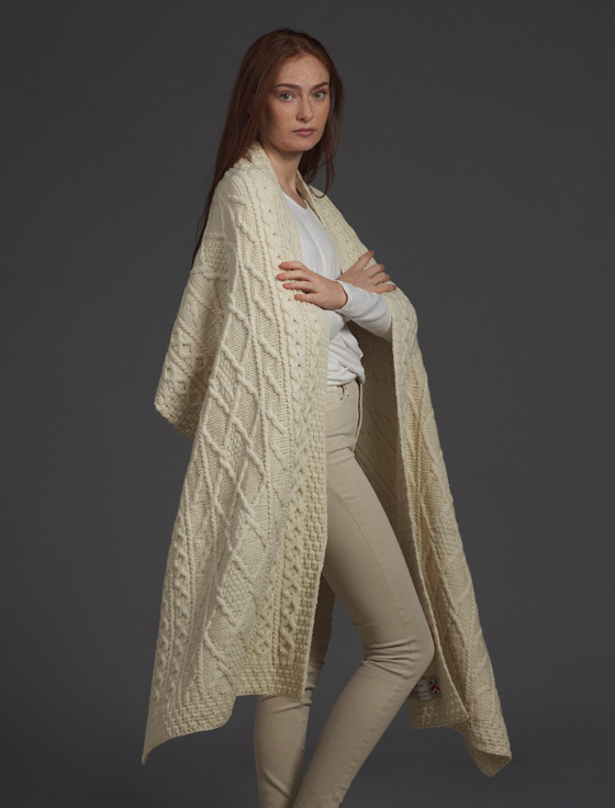 aran cashmere White Clan Aran Wrap