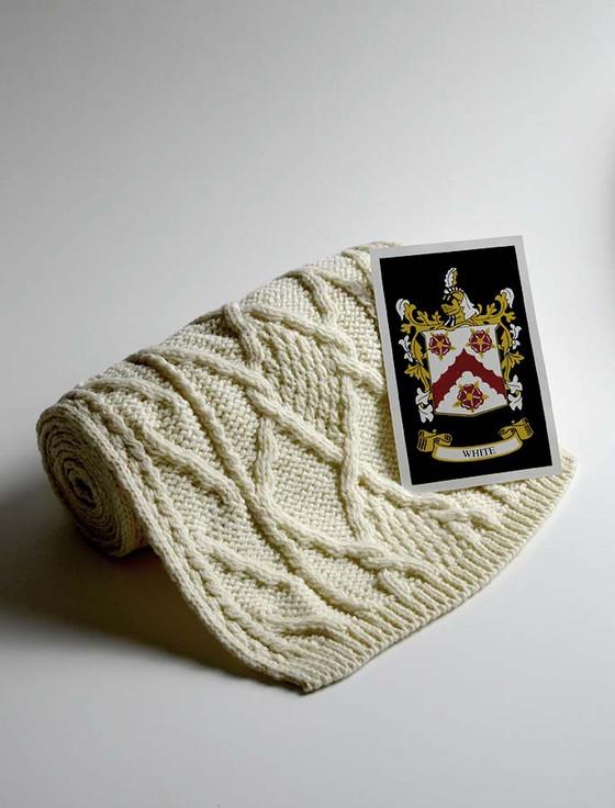 aran cashmere White Clan Scarf