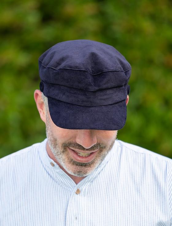 Aran Cashmere Wild Atlantic Skipper Cord Cap- Navy