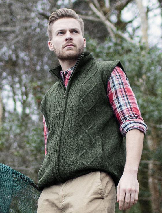 Aran Cashmere Windproof Aran Style Bodywarmer