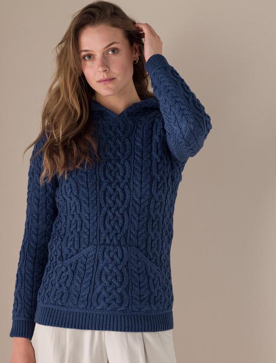 aran cashmere ‎Wo‎men's Ara‎n Kan‎garoo Hoodie