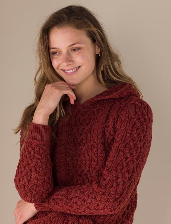 Aran Cashmere Wo‎men's Ara‎n Kangaroo‎ Hoodie