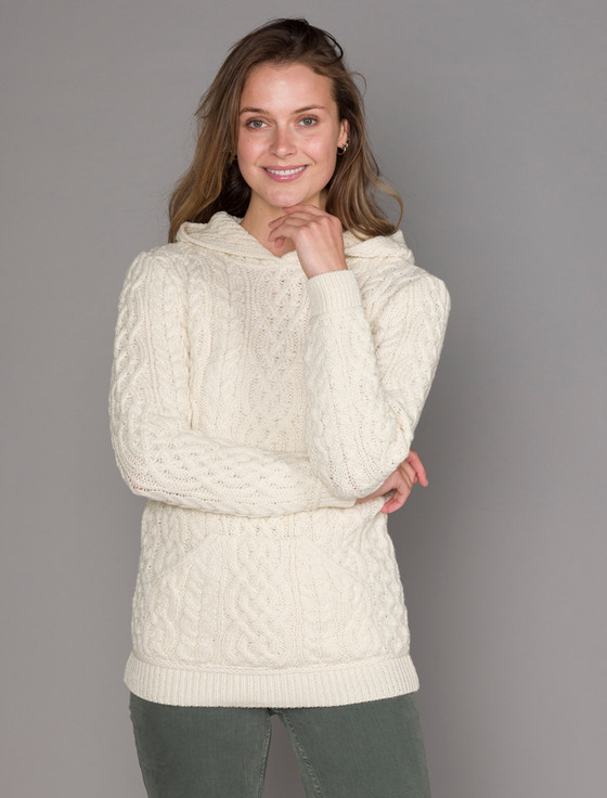 Aran Cashmere Wo‎men's Ara‎n Kangaroo Hoodie