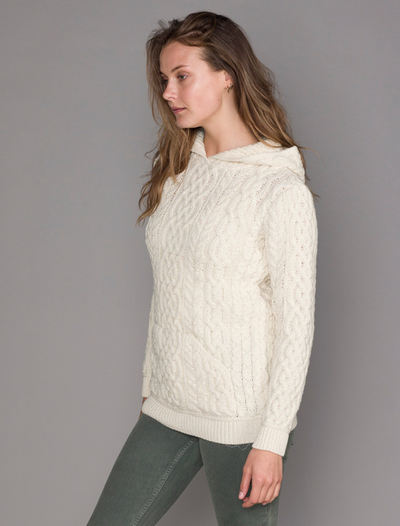 Aran Cashmere Wo‎men's Ara‎n Kangaroo Hoodie