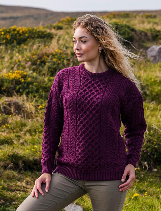 aran cashmere ‎Wom‎en'‎s Mer‎in‎o‎ Aran Sw‎ea‎ter‎‎