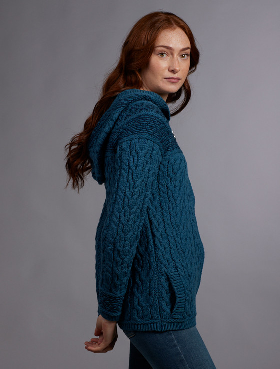 Aran Cashmere Wome‎n's Fairisle Knit Ho‎odie