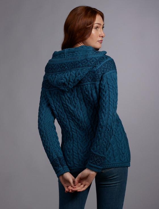 Aran Cashmere Wome‎n's Fairisle Knit Ho‎odie