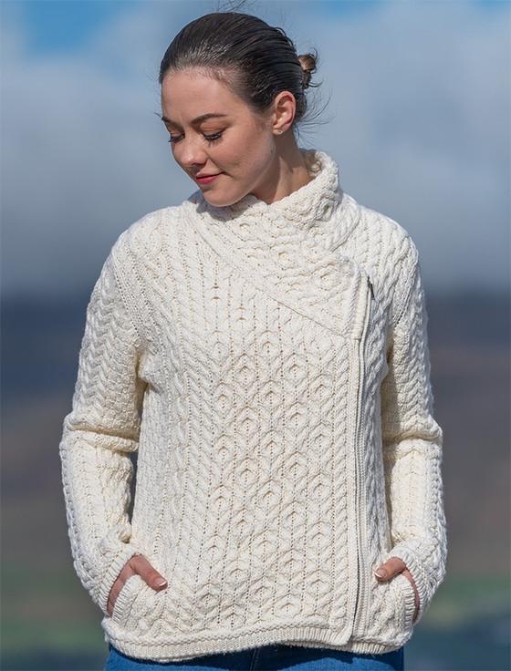 Aran Cashmere ‎Women's Aran Jacket Wit‎h Side Z‎ip