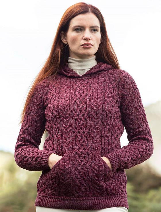 Aran Cashmere Women's Aran Kangaroo Hoodie
