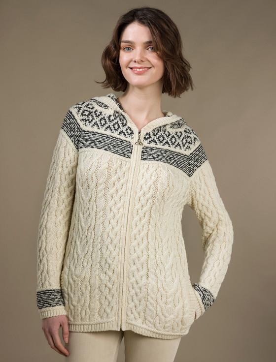 aran cashmere Women's Fairisle Knit Hoodie