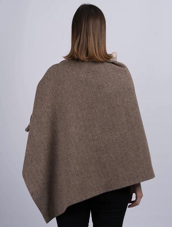 Aran Cashmere Women's Fawn Tweed Wool Poncho