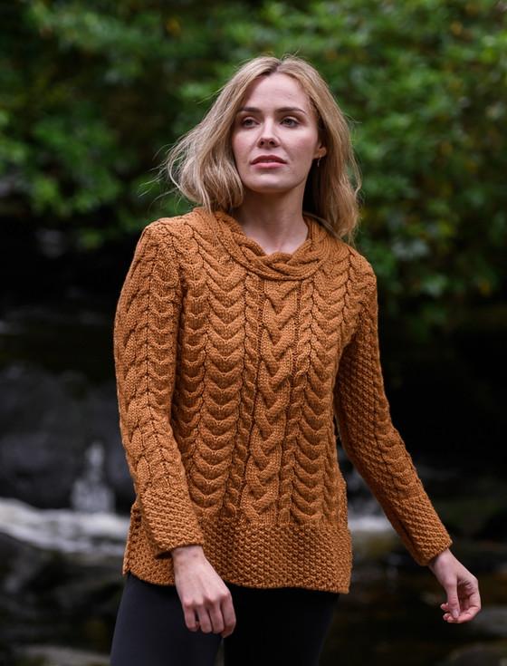 Aran Cashmere Women's Side Slit Tunic Aran Sweater