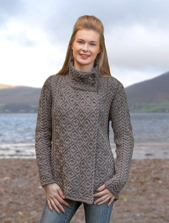 Aran Cashmere Women's Two Button Aran Cardigan