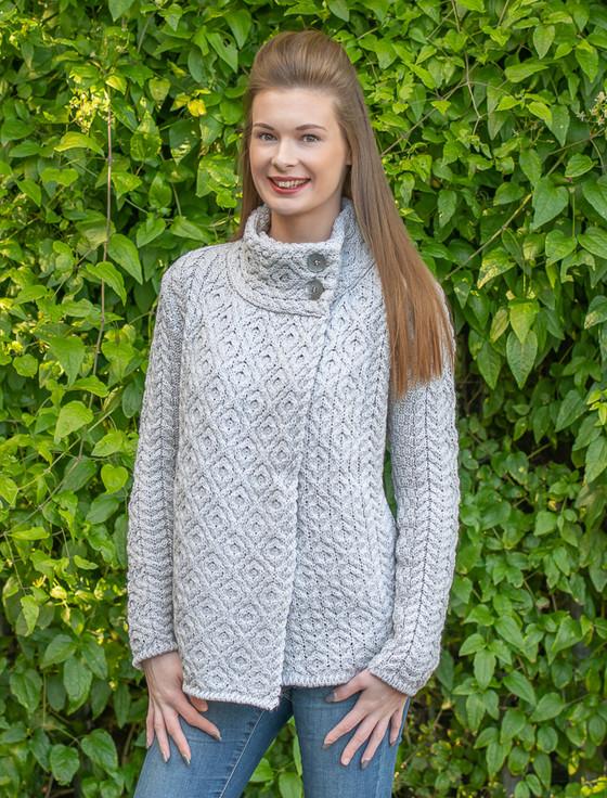 aran cashmere Women's Two Button Aran Cardigan