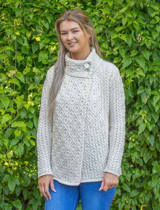 Aran Cashmere Women's Two Button Aran Cardigan‎‎