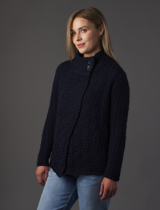 aran cashmere Women's Two Button‎ Aran Cardigan‎‎‎‎