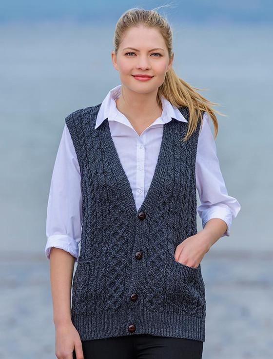Aran Cashmere Women's V-Neck Waistcoat‎‎