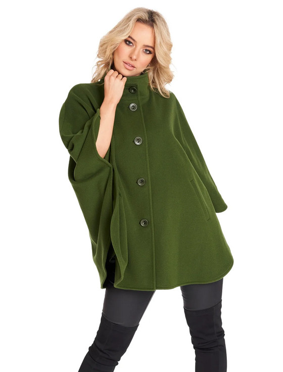 Aran Cashmere Wool Blend Aura Cape - Pine Green
