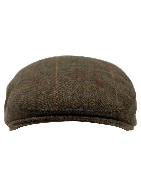 Aran Cashmere Wool Box Check Flat Cap - Brown
