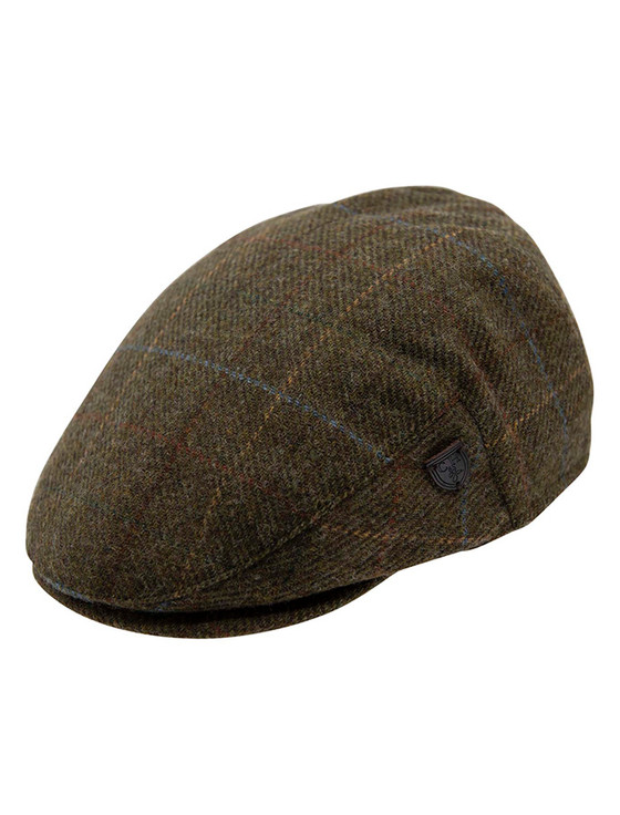 aran cashmere Wool Box Check Flat Cap - Brown