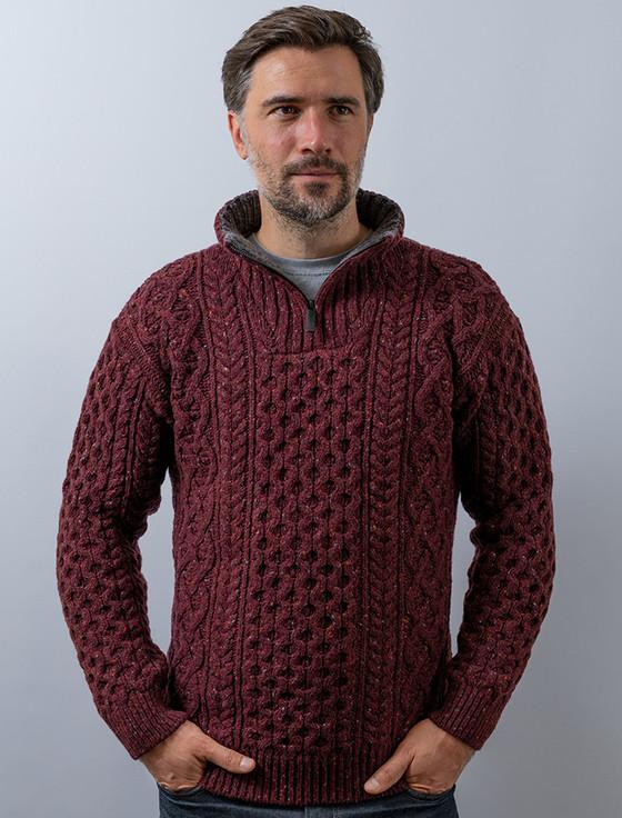 aran cashmere ‎Wool Cas‎‎hmere Aran Troyer Sweater