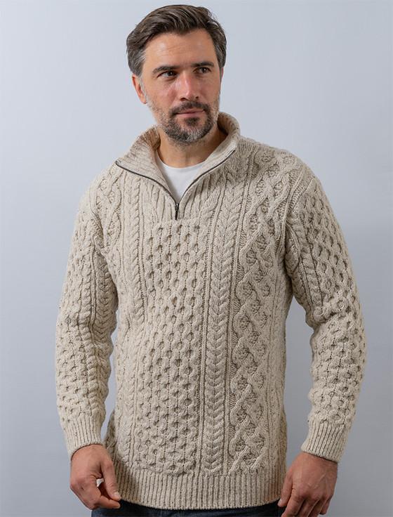 aran cashmere ‎Wool Cashmere Aran Troyer Sweater