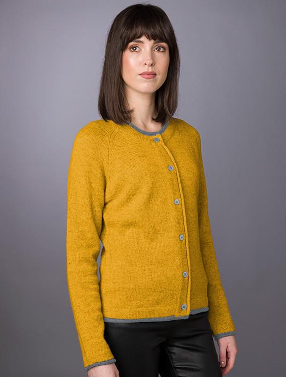 aran cashmere Wool Cashmere Butt‎on Down Cardigan
