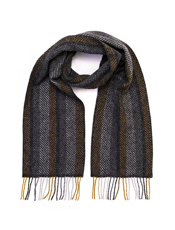 Aran Cashmere Wool & Cashmere Scarf - Mustard & Grey