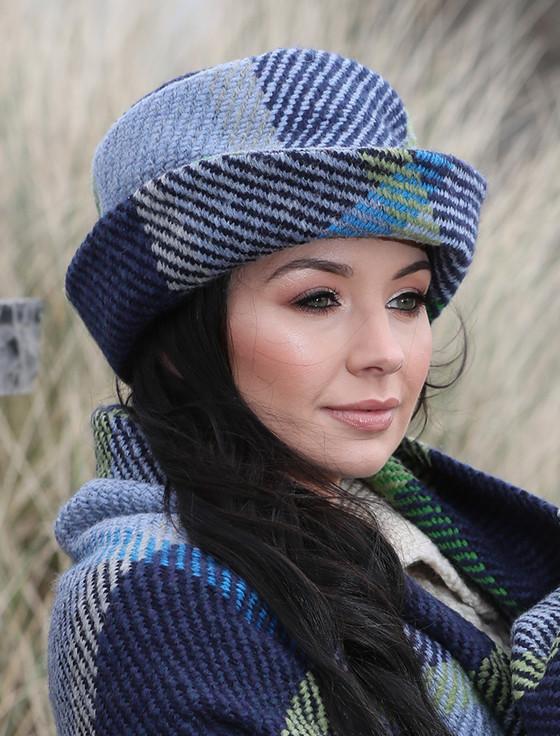 Aran Cashmere Wool Country Hat - Galway Blue