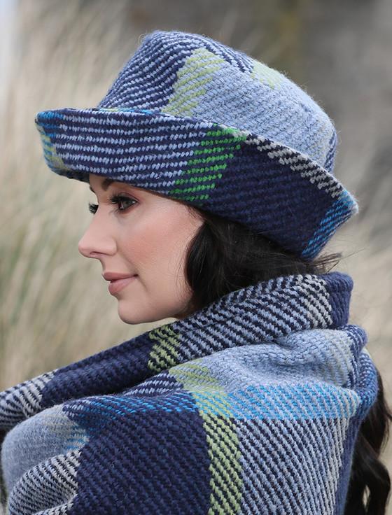 Aran Cashmere Wool Country Hat - Galway Blue