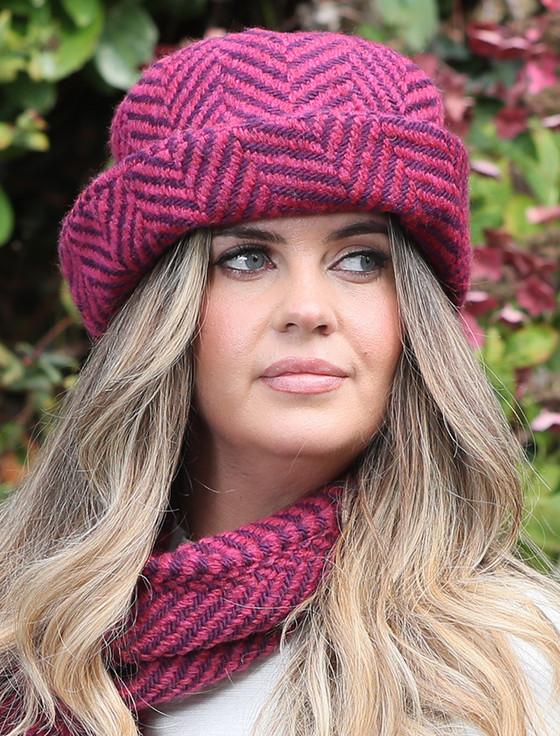 aran cashmere Wool Country Hat - Mulberry Mauve