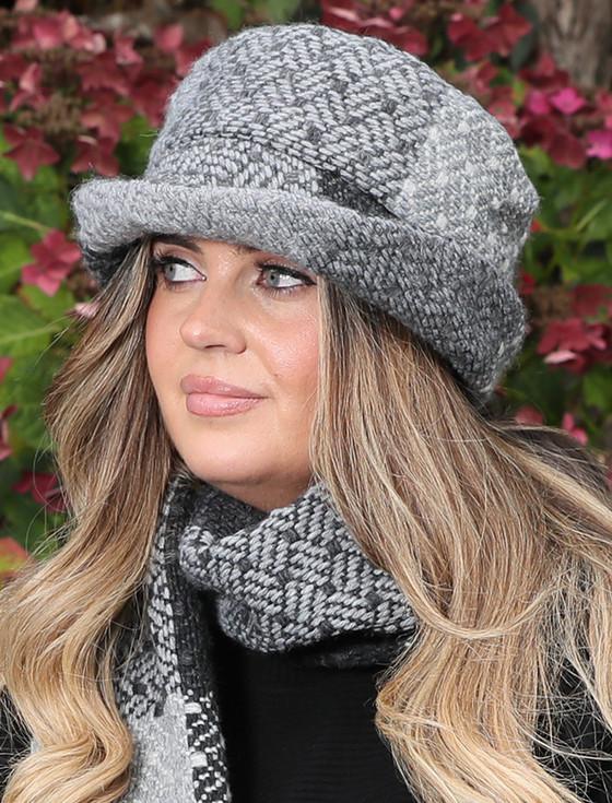 aran cashmere Wool Country Hat - Tara Grey