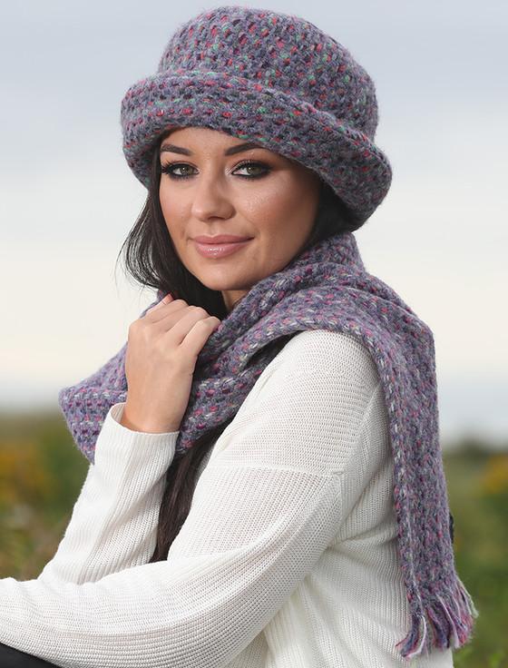 aran cashmere Wool Country Scarf - Connemara Violet