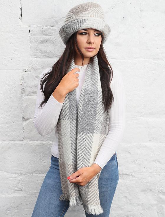 Aran Cashmere Wool Country Scarf - Multi-Beige