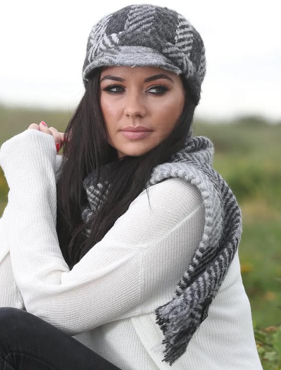 Aran Cashmere Wool Country Scarf - Multi Grey