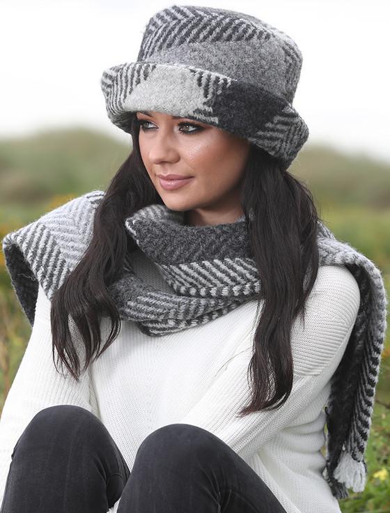 aran cashmere Wool Country Scarf - Multi Grey