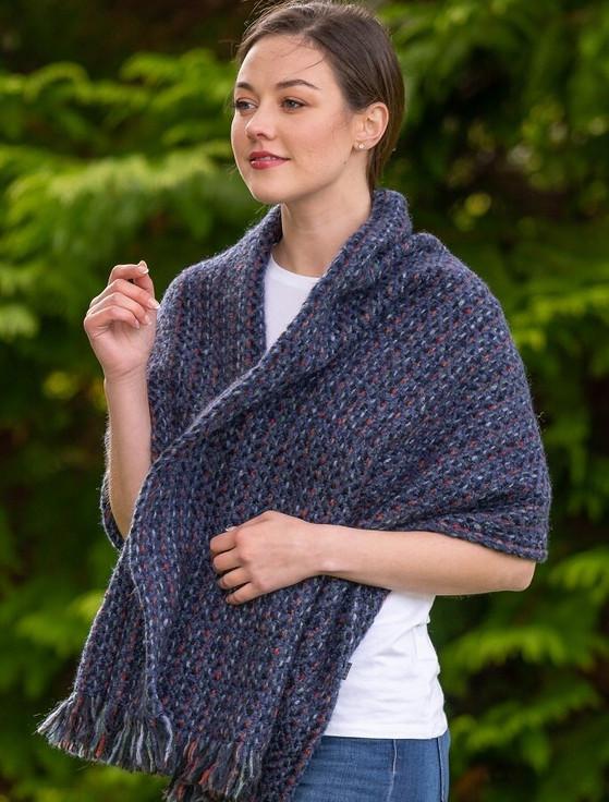 Aran Cashmere Wool Country Stole - Connemara Indigo